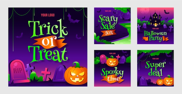 Collection de publications instagram pour la célébration d'halloween