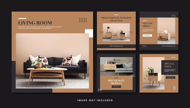 Collection de publications Instagram pour la décoration intérieure de la maison avec des meubles