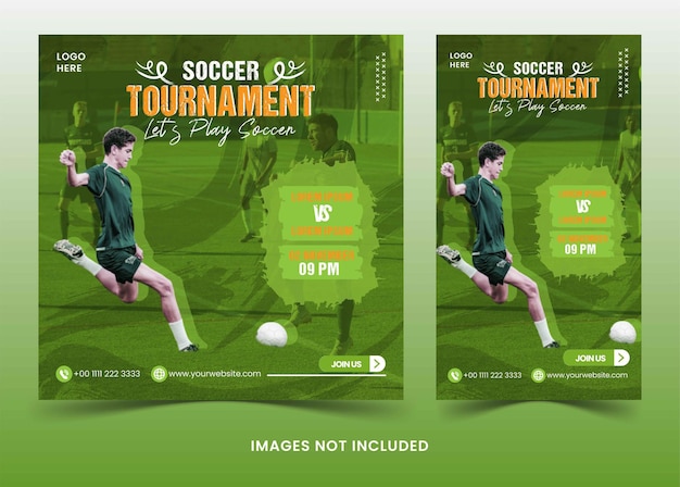 Collection De Publications Instagram Pour Vecteur De Club De Tournoi De Football Ou De Football