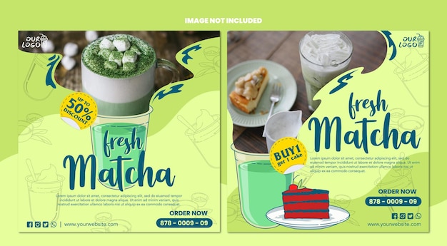 Une Collection De Publications Instagram Avec Des Thèmes Matcha Qui Sont Parfaits Pour Divers Médias Sociaux