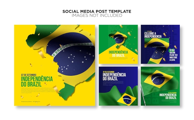 Collection de publications sur les réseaux sociaux modernes pour la célébration de sete de setembro