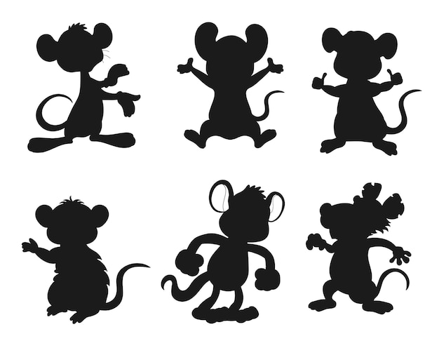 Collection De Rats Pour Enfants Vecteur Isolé Silhouette
