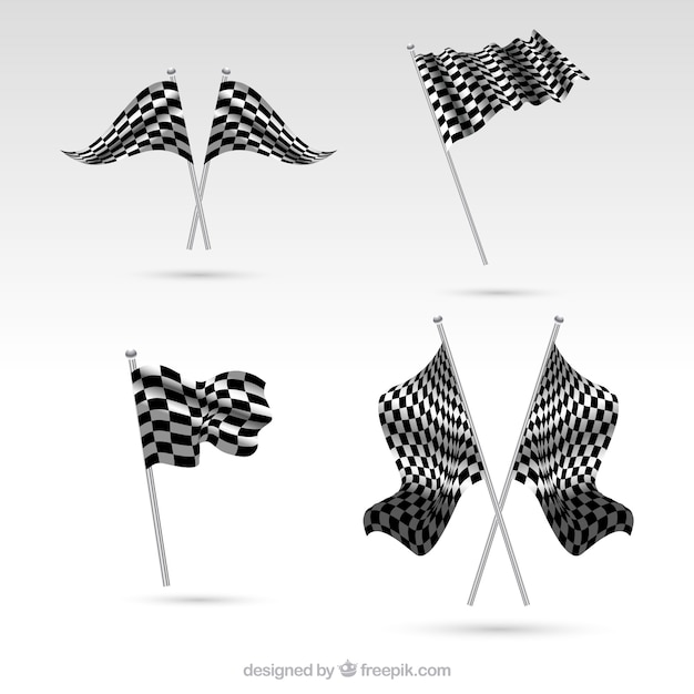 Collection réaliste de drapeau à damier