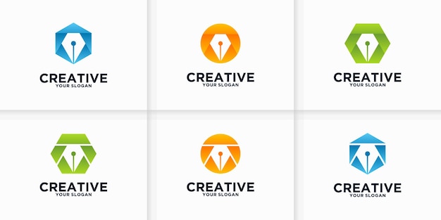 Collection de référence de logo de stylo pour les entreprises, les applications, l'éducation et autres