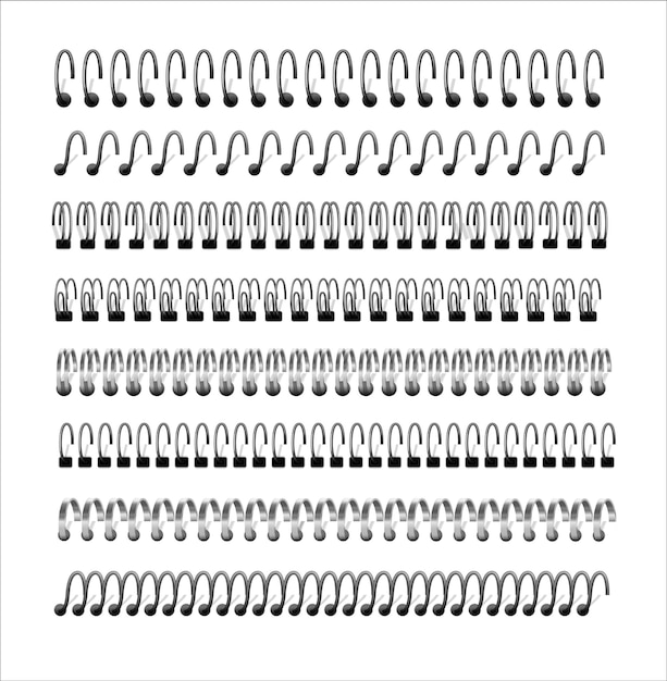 Vecteur collection de reliure en spirale à points et diviseur de spirale en papier métallique