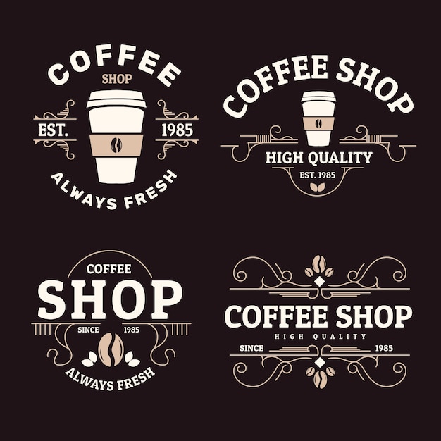 Collection Rétro De Logos De Café