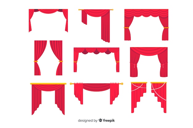 Collection de rideaux rouges design plat