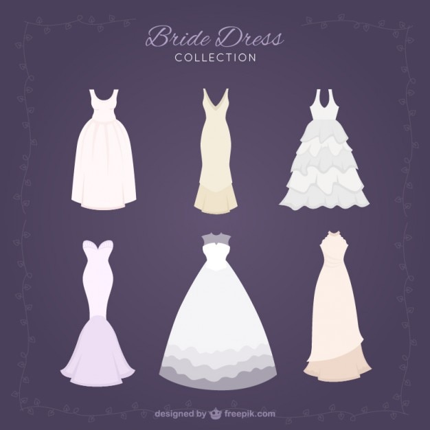 Vecteur collection de robe de brid élégant