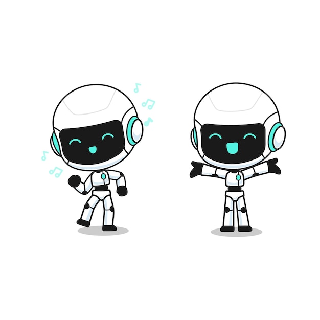 Collection De Robot Mignon Dans De Nombreuses Actions, Personnage De Mascotte Kawaii Pour Illustation