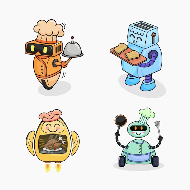 Collection De Robots De Chef De Bande Dessinée