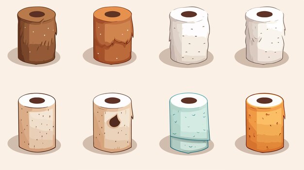 une collection de rouleaux de papier toilette et de rouleeaux d'illustration d'art vectoriel