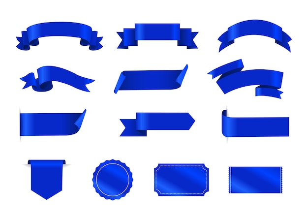 Collection De Ruban Bleu Royal Vecteur Gratuite