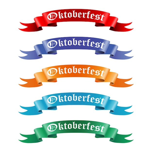 Vecteur collection de rubans colorés avec le texte vecteur oktoberfest