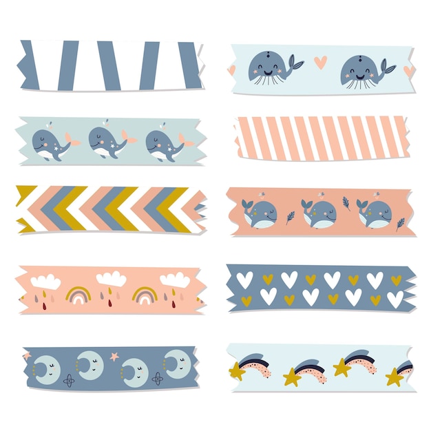 Vecteur collection de rubans washi