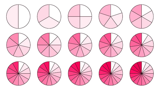 Collection De Segments De Cercle Nuances De Diagrammes à Tarte De Couleur Rose Rouge Ensemble Sections Et Tranches Rondes