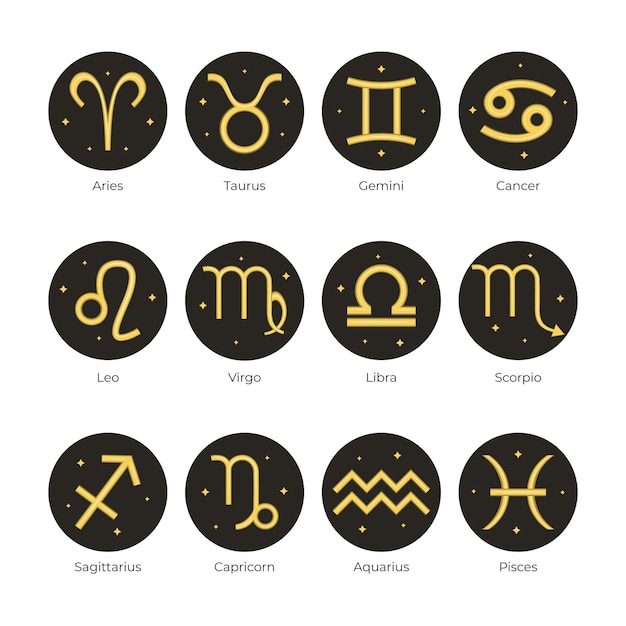 Vecteur collection de signes du zodiaque plat