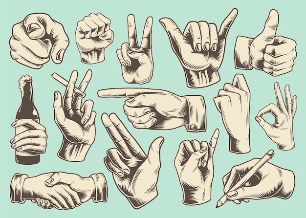 Collection de signes de main illustrés