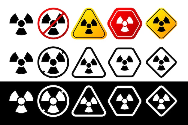 Collection De Signes De Rayonnement De Différentes Couleurs Et Conceptions Panneau De Danger Panneau D'avertissement Panneau D'attention