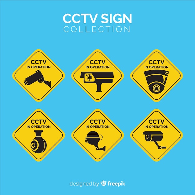 Collection De Signes De Vidéosurveillance Moderne Avec Un Design Plat