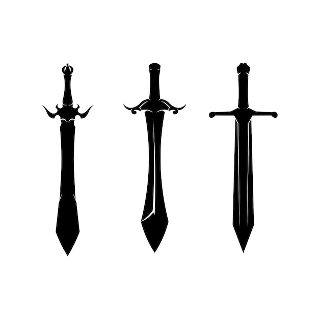 Vecteur collection silhouette d'épées