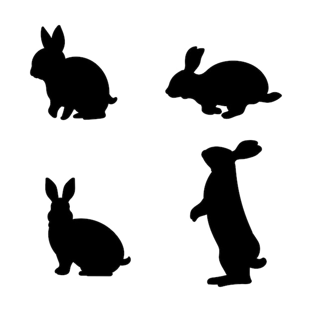 Vecteur collection de silhouette de lapin