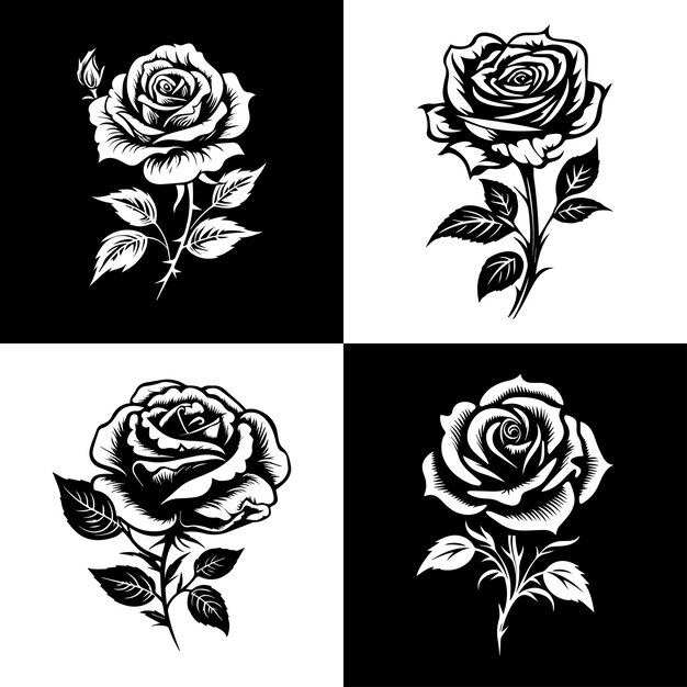 collection de silhouette rose illustration vectorielle