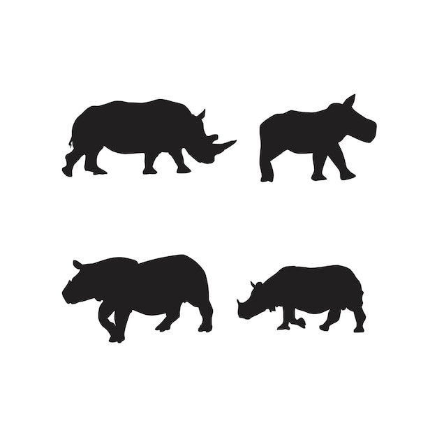 Collection De Silhouettes D'animaux Rhinocéros