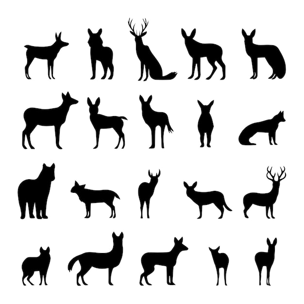 Collection de silhouettes d'animaux vectoriels