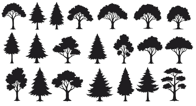 Collection de silhouettes d'arbres à des fins de conception et d'illustration