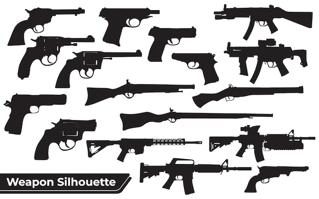 Collection De Silhouettes D'armes Ou De Pistolets Ou D'armes à Feu