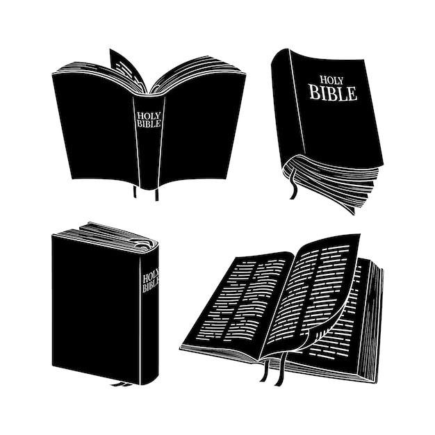 Vecteur collection de silhouettes de bibles dessinées à la main