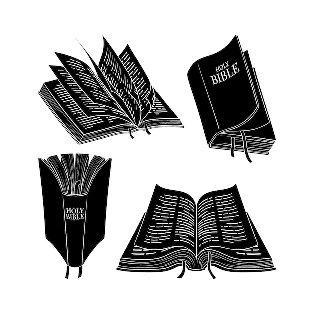 Vecteur collection de silhouettes de bibles dessinées à la main