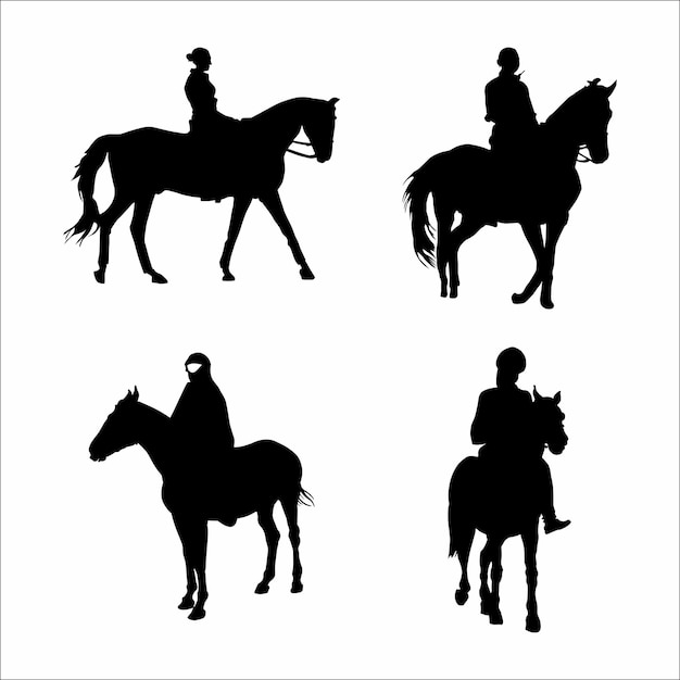 Vecteur une collection de silhouettes d'un cavalier