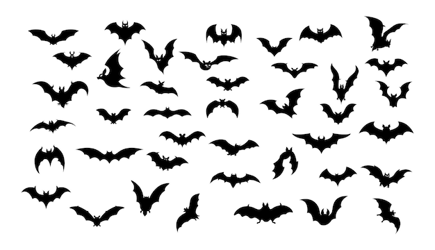 Vecteur collection de silhouettes de chauves-souris d'halloween