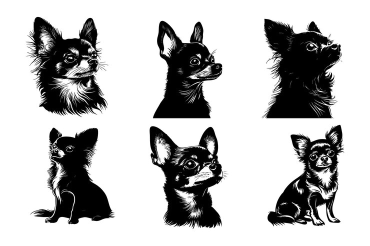 La collection de silhouettes de chihuahua