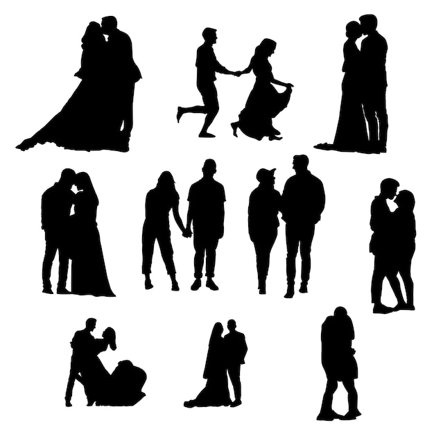 Collection De Silhouettes De Couples Romantiques