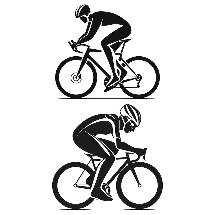 Vecteur collection de silhouettes de cyclistes dans différentes positions