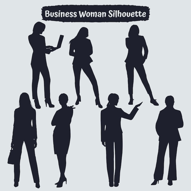 Collection De Silhouettes De Femme D'affaires Dans Des Poses Différentes