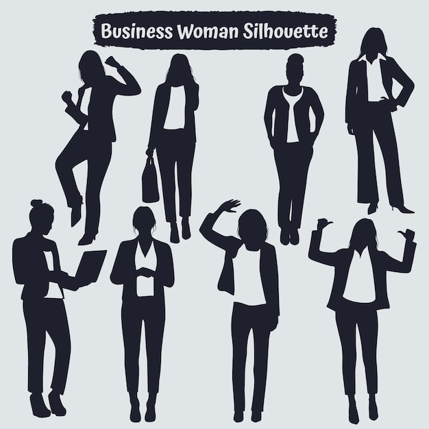 Collection De Silhouettes De Femme D'affaires Dans Des Poses Différentes