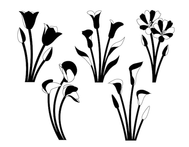 Collection de silhouettes de fleurs