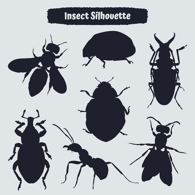 Collection De Silhouettes D'insectes Plats