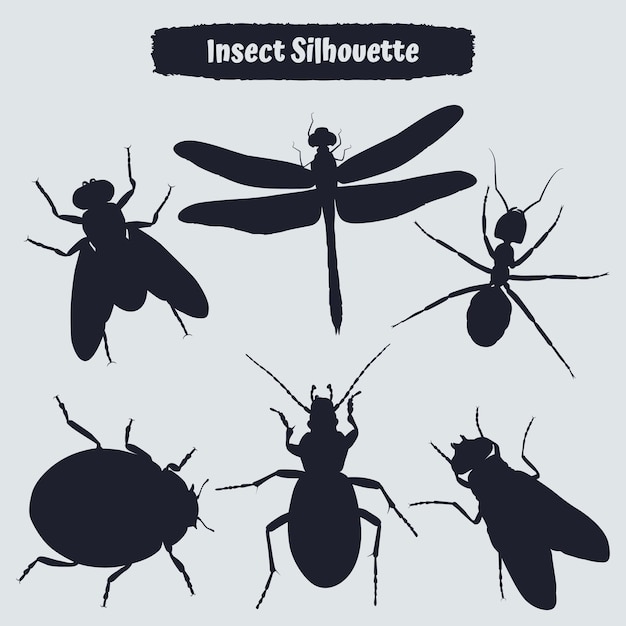 Collection de silhouettes d&#39;insectes plats