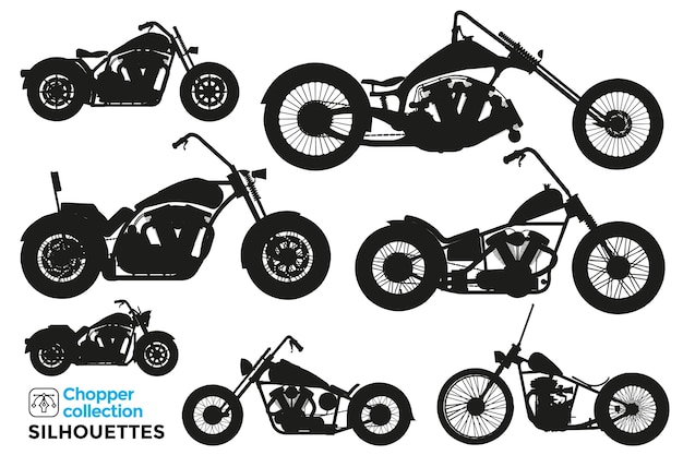 Collection De Silhouettes Isolées De Motos