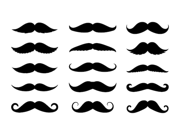 Collection de silhouettes de moustaches noires et blanches