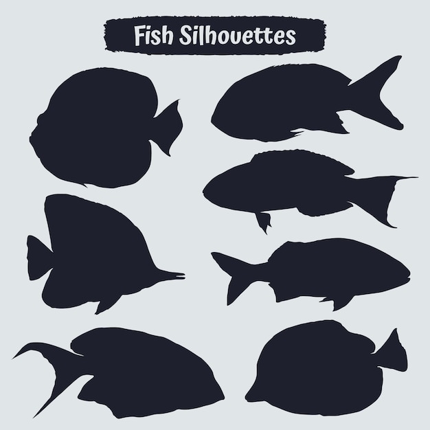 Vecteur collection de silhouettes de poissons