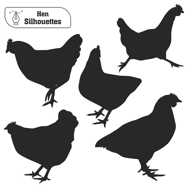 Collection De Silhouettes De Poulet Ou De Poule