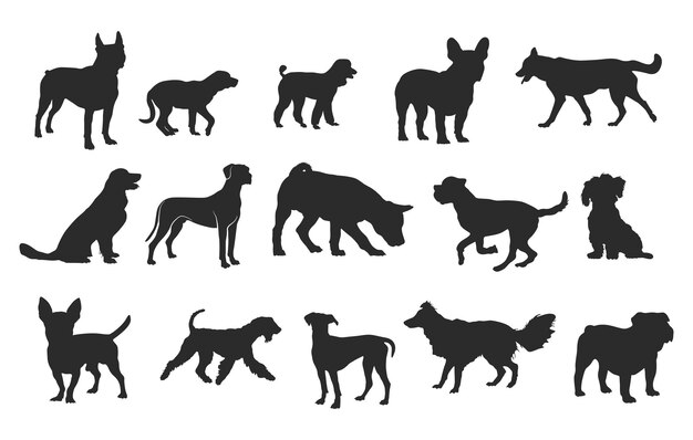 Collection de silhouettes de races de chiens