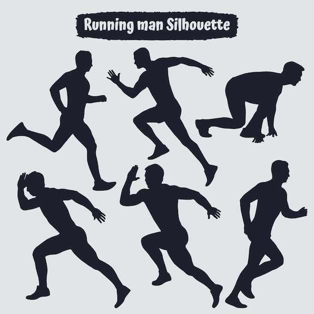 Collection De Silhouettes Running Man Dans Différentes Poses