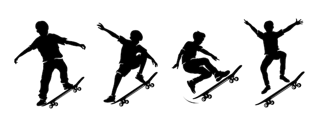 Vecteur collection de silhouettes de surf