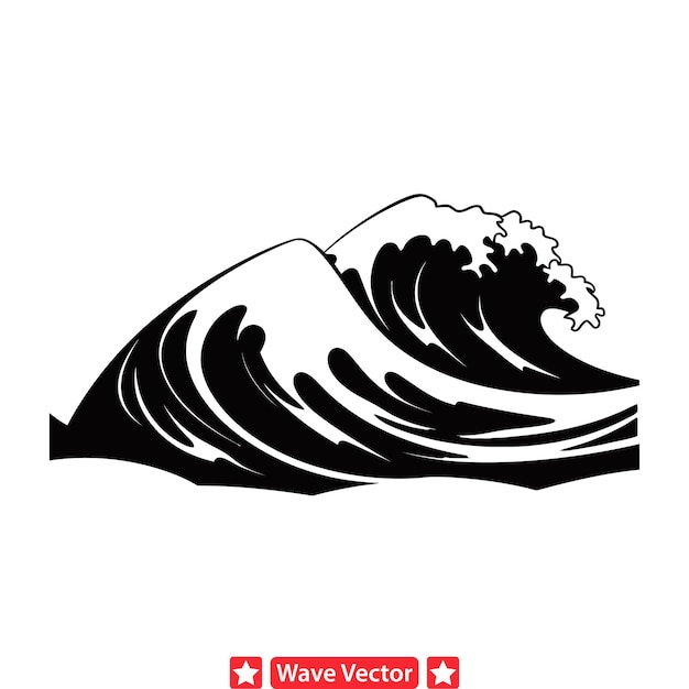Vecteur collection de silhouettes de vagues inspirées de la côte côtière